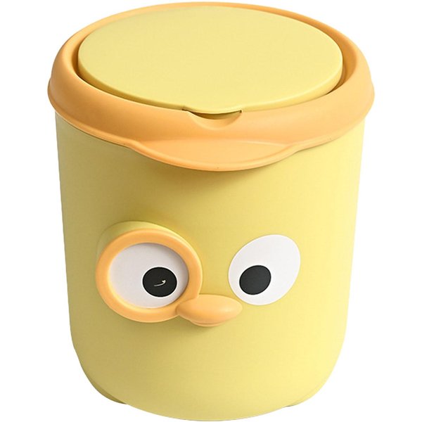Mini Kosz Na śMieci Z Pokrywką Uroczy KreskóWkowy Design Plastikowy Kosz Na śMieci Na Blat Z Pokrywką Na Stół-image