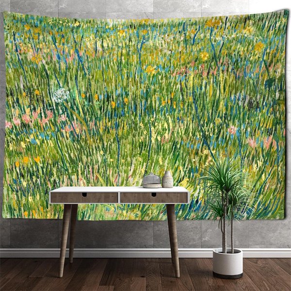 Pole Pszenicy Obraz Olejny Krajobraz Gobelin WisząCy Na śCianie Van Gogh Tajemniczy Czeski Sztuka WystróJ Domu TłO Tkanina 95X70Cm-image