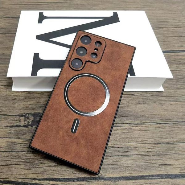 SkóRzane Etui Biznesowe Z Magsafe Dla Samsung Galaxy S26 S25 S24 S23 S22 S21 Ultra Plus Odporne Na WstrząSy Matowe Magnetyczne Pancerne Funda Galaxy S21 Ultra 5G-image