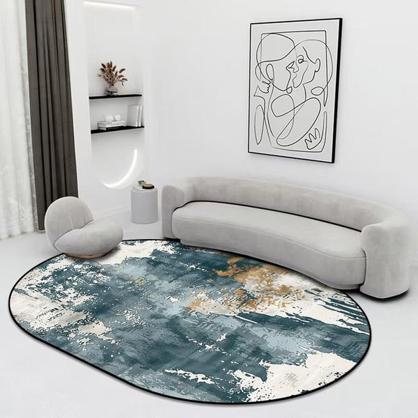 Dywan Abstrakcyjny W Stylu Skandynawskim, Owalny, Do Salonu, Lekko Luksusowa Dekoracja Domu, Mata PodłOgowa Obok Sofy, MięKki, Zmywalny Dywan Do Sypialni 60X90Cm Door Mat Gray-image