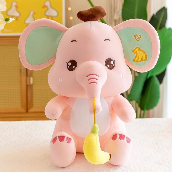 MuñEco De Elefante De Dibujos Animados Lindo Elefante PláTano Juguete De Peluche Almohada De Confort Para NiñOs Actividad PequeñO Regalo 35Cm-image