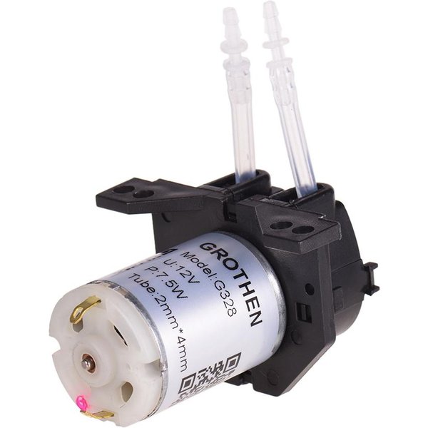 Grothen DC 12V Pompa DozująCa Pompa Perystaltyczna Mini Pompa Wody Cieczy GłOwica WężA Perystaltycznego Funkcja SamozasysająCa Dla 2Mmx4Mm Czarny-image