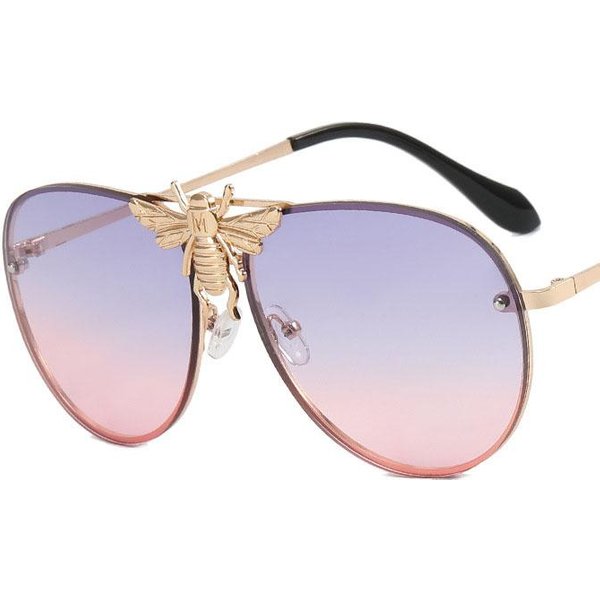 Gafas De Sol De DiseñAdor De Lujo Abeja Grande Oversize Estilo Piloto ProteccióN UV400 Vintage Punk Metal Gafas Para Mujeres Hombres As The Picture-image