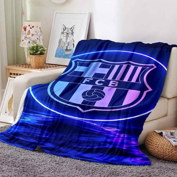 1 Szt. MięKki CiepłY Koc FC Barcelona Koc Do Drzemki Na Kanapę Sofa Biuro ŁóżKo Kemping Podróż, Wygodny 80Cmx120Cm-image