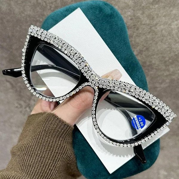 Gafas De Lectura De Alta Calidad Lujosas Ojo De Gato Con Diamantes Para Mujer Elegantes Y Atemporales Gafas De Lectura 1.5-image