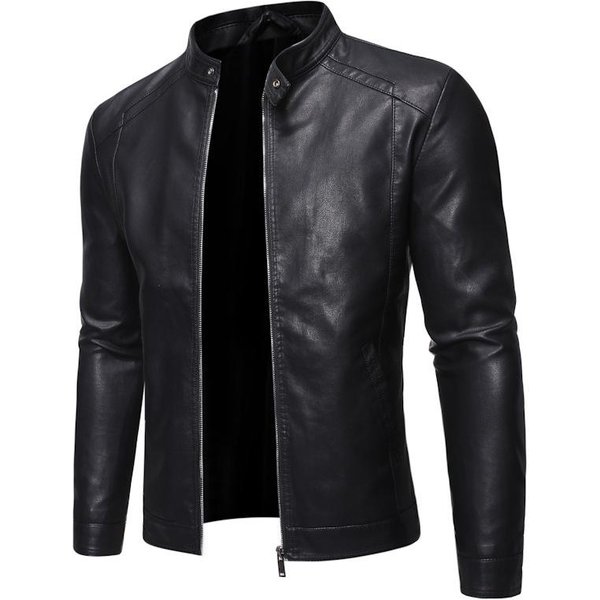 Chaqueta De Cuero Para Hombre VersióN Coreana Juvenil Ajustada Casual Chaqueta De Cuero Para Hombre Chaqueta De Motociclista 5XL Black-image