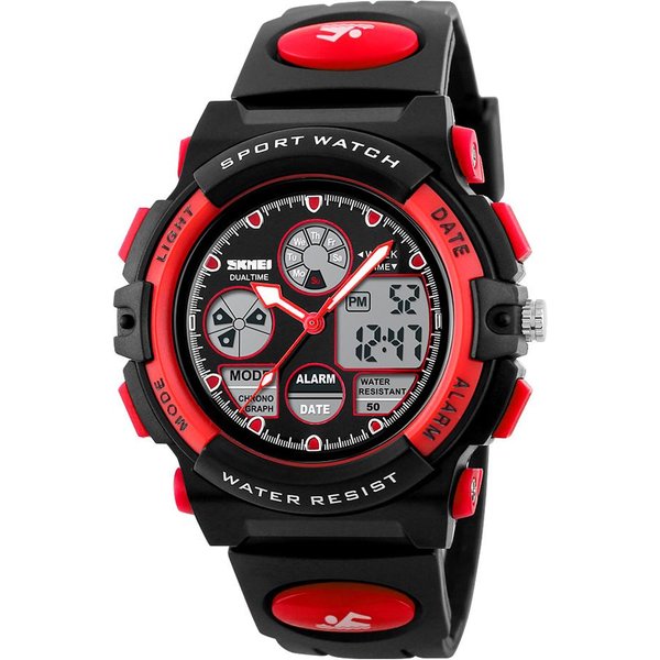 Skmei 1163 Relojes Para NiñOs Deportes Al Aire Libre Reloj Para NiñOs Reloj De Pulsera De Cuarzo Digital Para NiñOs Y NiñAs Rojo-image