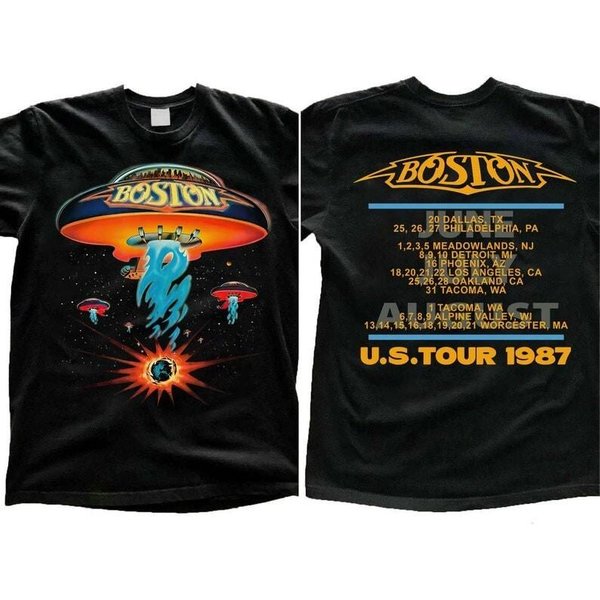 Estilo Vintage Boston Banda De Rock Concierto Gira 1987 , Camiseta Unisex De Gira De Boston XL-image