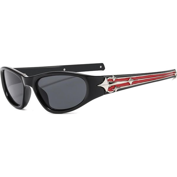 Retro Luksusowe Owalne Okulary PrzeciwsłOneczne Dla Kobiet MężCzyzn Y2K Markowy Design Dekoracja Meteorologiczna Modne Ochrona UV400 As Picture Black-image