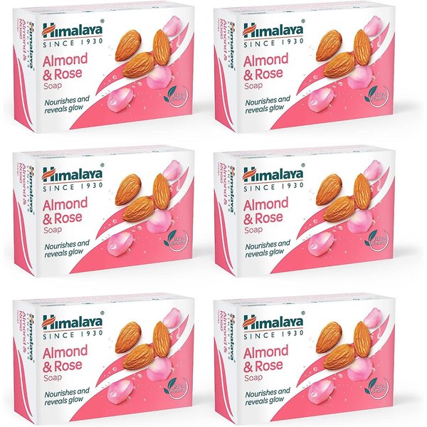 JabóN Himalaya Herbals De Almendra Y Rosa Para Rostro Y Cuerpo, 125G Cada Uno, Paquete De 6, HidratacióN Para Una Piel Suave Y Radiante-image