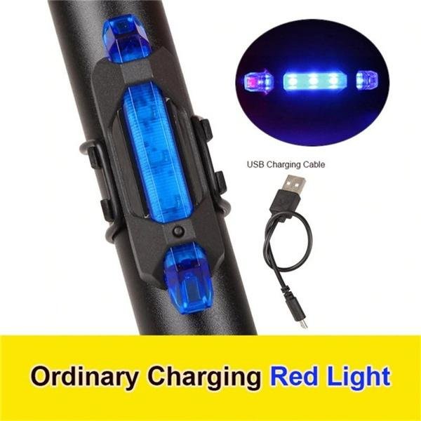 Ultra Jasne Tylne śWiatłO Led Tylnego Roweru 3 Tryby MigająCe śWiatłO Ostrzegawcze Usb Akumulatorowe Tylne śWiatłA Rowerowe Stal Niebieski-image