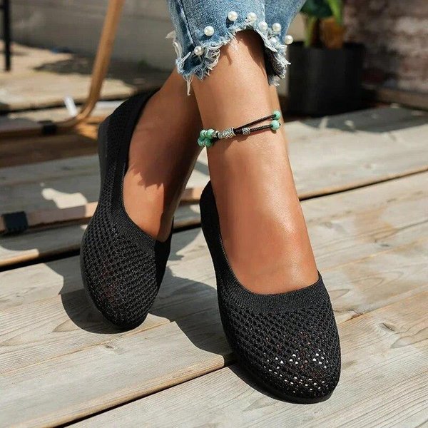 Damskie Buty Codzienne Modne Buty PłYtkie Z OkrąGłYm Noskiem Wygodne OddychająCe Siateczkowe Buty PłAskie 42 Black-image