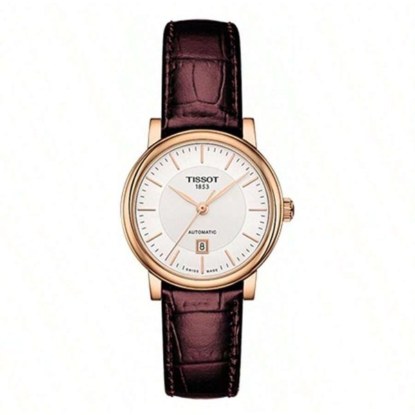 Tissot Carson Serie Zenme, Movimiento MecáNico AutomáTico, Calendario, Resistente Al Agua, Reloj De Mujer En Oro Rosa. Rui Watch, 30Mm T122.207.36.031.00 Plata-image