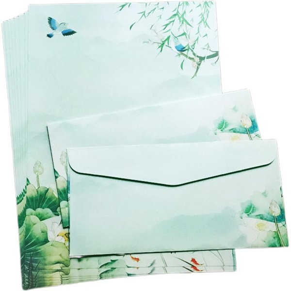 Zestaw Papieru Do Pisania I Kopert W Stylu ChińSkim Papier PiśMienniczy Dwustronny Kolorowy Papier Listowy Dla Uczennic 1-image