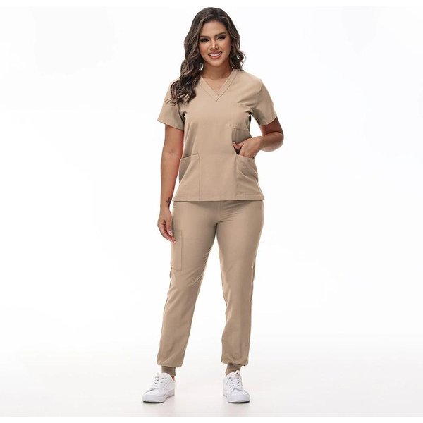 Uniformes De EnfermeríA EláSticos, Top Con Cuello En V, Pantalones Deportivos, Conjuntos QuirúRgicos, Ropa De Trabajo Para Dentistas Y Enfermeras, Uniformes Para MéDicos De Hospital. L-image