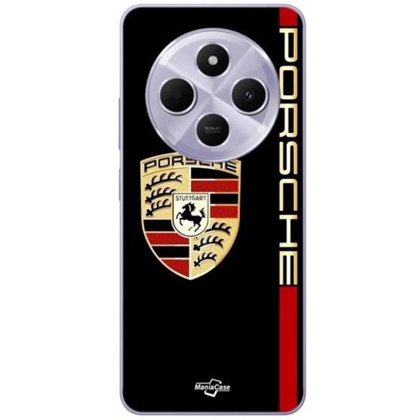 Funda De TeléFono - Maniacase - Xiaomi Redmi 14C - Logo Porsche - Flexible - Negro/Rojo/Dorado-image