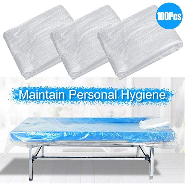 100 Uds Cubrecamas Desechables SáBanas De Cama De Masaje Spa PelíCula Impermeable Transparente 100Pcs-image