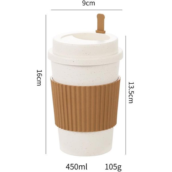 450 Ml Kubki Do Kawy Z Pokrywkami SłOma Pszeniczna Wielokrotnego UżYtku PrzenośNy Kubek Do Kawy MożNa Myć W Zmywarce Kubek Do Kawy Kubki PodróżNe Do Kawy I Herbaty-image