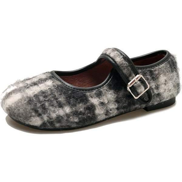 Zapatos Femeninos Mary Janes Flats De Mujer Elegantes Zapatos Planos De Vestir Mujer Colores Mezclados Punta Redonda Correa Con Hebilla Suela Blanda Zapatos De Mujer 39 Negro-image