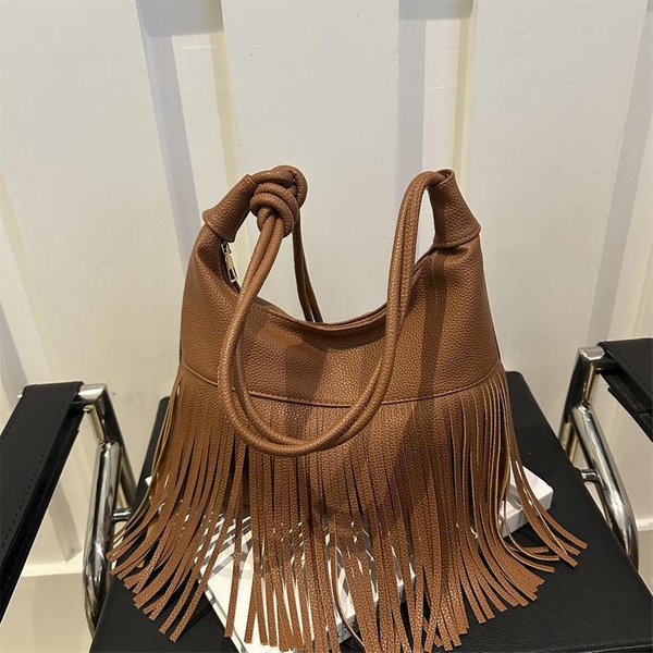 Torba Z FręDzlami O DużEj PojemnośCi Dla Kobiet Na Jesień I Zimę Nowa Modna Retro Wszechstronna Torba Crossbody Prosta I Modna Torba Na Ramię Brown-image