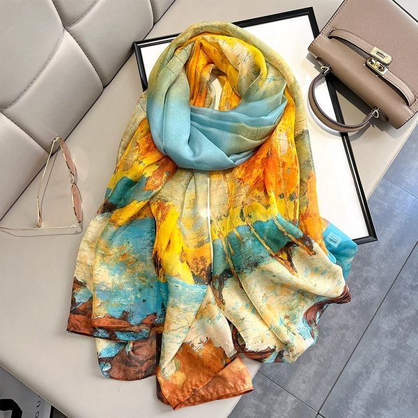 Moda Damskie Szaliki DużE Jedwabne Szale Chusty Okrycia HidżAby Pashmina Foulard Bandana Szaliki Na Szyję DłUgie Szaliki 135X190Cm-image