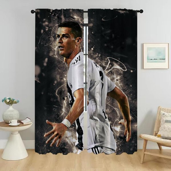 ZasłOny Do Sypialni ZasłOny Do WnęTrza Domu Ronaldo Do Salonu ZasłOna ZaciemniająCa Przepierzenie Dekoracja Halloween ŻAluzje W50Xh70Cmx2Pcs-Cl-image
