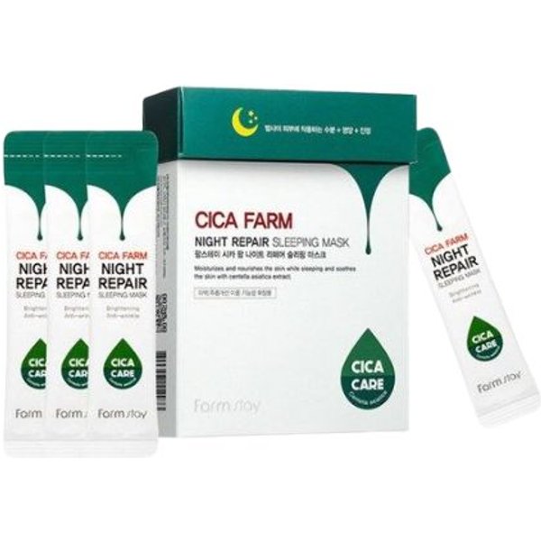 Farmstay Cica Farm Mascarilla De Noche Reparadora Calmante Para Cuidado Nocturno 4Ml × 60Uds-image