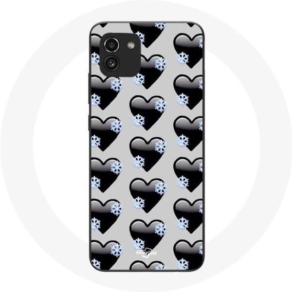 Funda - Maniacase - Samsung Galaxy A03 - Silicona Negra - Flexible - PatróN De Corazones Negro-image