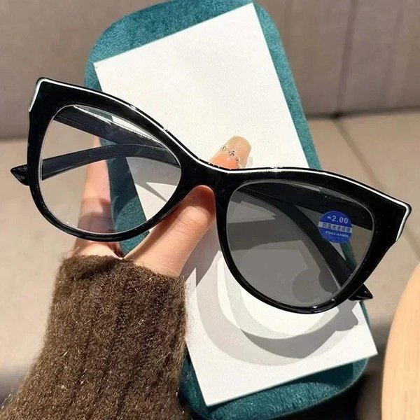 Stylowe Fotochromowe Okulary Dla KróTkowzrocznośCi Damskie Modne Okulary Kocie Oko ZmieniająCe Kolor Okulary BlokująCe Niebieskie śWiatłO Minus Wzrok Okulary -4.0 -1.0 Czarny-image