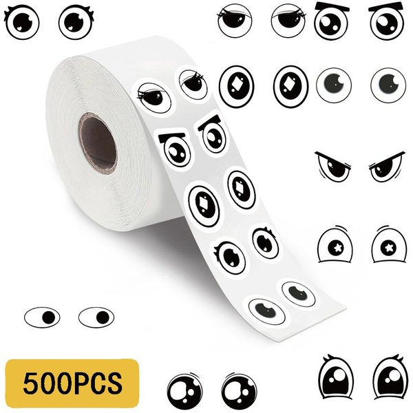 500 Szt./Rolka MałE Oczy Z Wyrazami KreskóWkowe Naklejki Urocze Spojrzenie Telefon Kawiarnia Estetyka Streetwear Graffiti Naklejka Na Rower-image