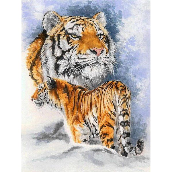 Taladro Redondo Completo Bordado De Diamantes Tigre Dominante DIY Pintura De Diamantes Punto De Cruz PedreríA 20X30CM-image