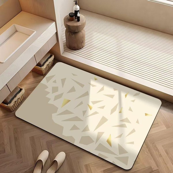 Alfombra De BañO Cremosa Aire Alfombra De Piso De BañO AbsorcióN De Agua De Secado RáPido Y Antideslizante Alfombrilla De Pie Barro Diatomeo Almohadilla Suave Alfombrilla De Pie 40*60Cm-image