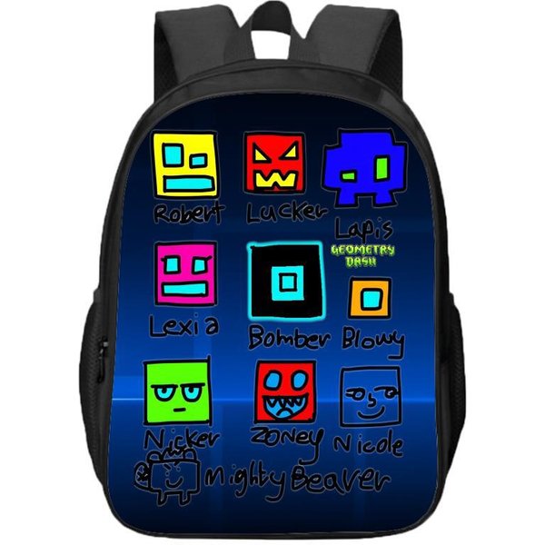 Dwupoziomowy Plecak Geometry Dash Dla UcznióW Szkół Podstawowych I śRednich Oraz Dzieci-image