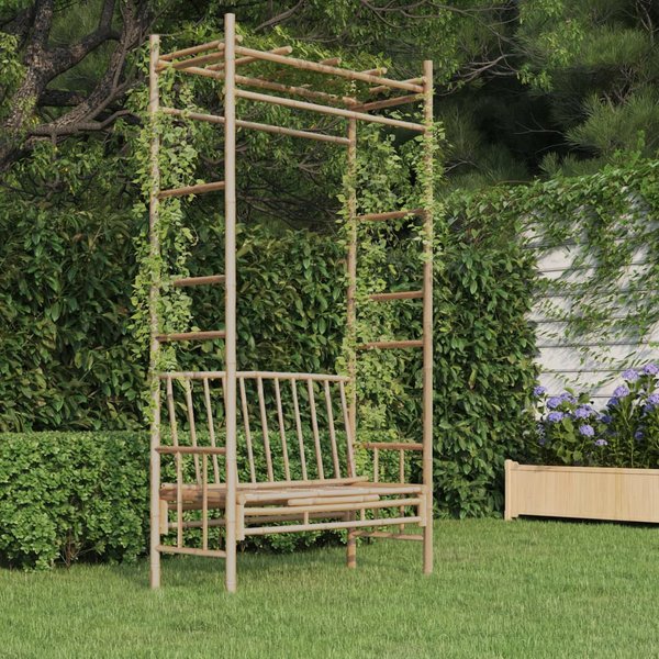 Vidaxl ŁAwka Ogrodowa Z Pergolą, 116 Cm, Bambusowa-image