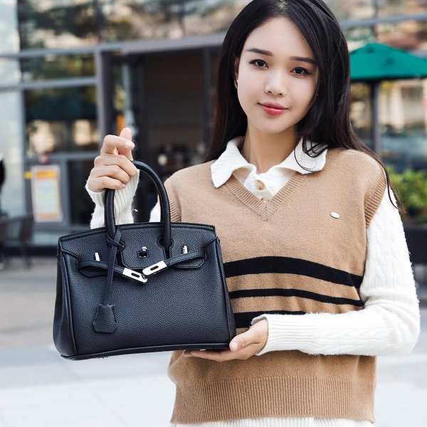 Bolso De Mano Platino Simple Y Lujoso, Bolso Cruzado Para Mujer Moderno Y VersáTil, Bolso Para Ir Al Trabajo Negro-image