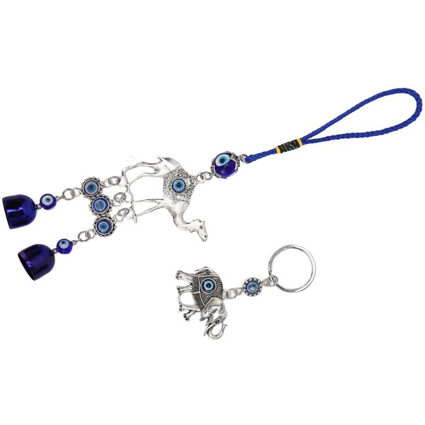 Adorno Colgante Camello Ojo Azul Amuleto Elegante Llavero Elefante Ojo Azul DecoracióN Para Coche Bolso De Mano-image