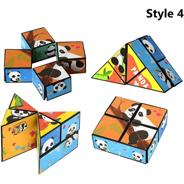 Cubo MáGico Infinito Panda Volteo DescompresióN Rompecabezas Tridimensional Juguete PequeñO Rompecabezas De Mano Caja Cambiaformas Anti EstréS Black-image