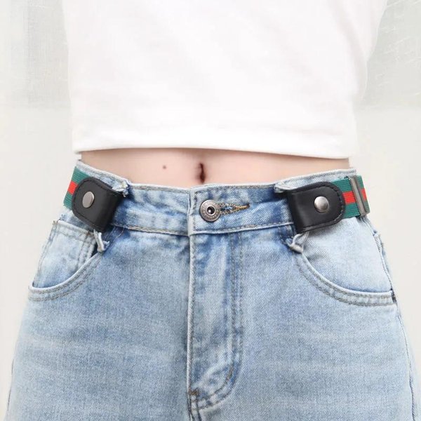 Prosty I Modny Damski Pasek Elastyczny Leniwy MęSki Pasek Tkany Niewidoczny I Bezszwowy Unisex Pasek Do JeansóW DłUgość Regulowana Gray-image