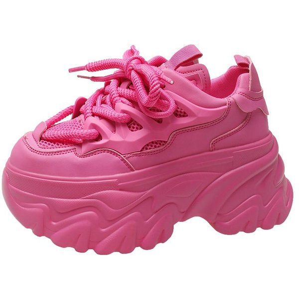 Moda Nowe Sneakersy Na Wysokiej Platformie Kobiety Gruba Podeszwa Sportowe Damskie Buty Treningowe Wulkanizowane Buty Kobieta Chunky Sneakers Zapatillas Mujer 8.5CM 36 Pink-image
