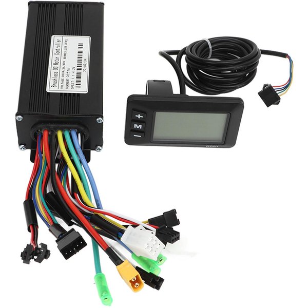 Kit De ConversióN Para Bicicleta EléCtrica 24V 36V 48V 500W-750W 26A Controlador De 3 Modos Kit Pantalla LCD GD01 Para Bicicleta EléCtrica Scooter Black-image