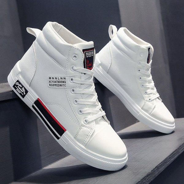 Zapatos De Lona Para Hombre De Cuero Moda OtoñO Invierno De CañA Alta Casuales Para Hombre Antideslizantes Zapatillas Masculinas Nuevas Tenis Masculino 42 Gray-image