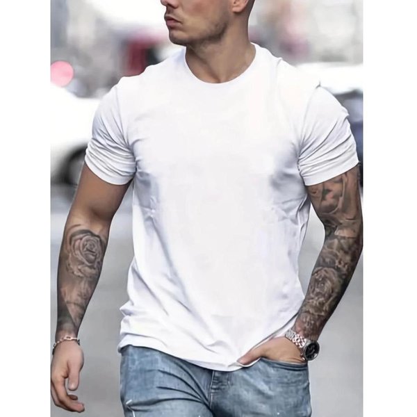BawełNa MęSki 100% Czystej BawełNy Letni LuźNy KróJ DużY Nadruk USA Casualowy Dopasowany OkrąGłY Dekolt KróTki RęKaw T-Shirt Top XL Gray-image