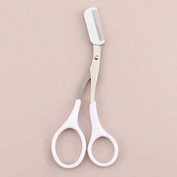 1 Tijera De Acero Inoxidable Para Recortar Cejas Con Peine, Peine Y Tijera Integrados, Herramienta Precisa Para Recortar Cejas-image