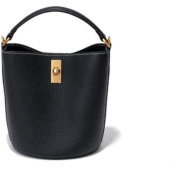 Bolso Cubo Con Acabado De Alta Gama, Gran Capacidad, Informal Y VersáTil, Sencillo Y Retro, Bolso Cruzado De Hombro ÚNico Negro-image