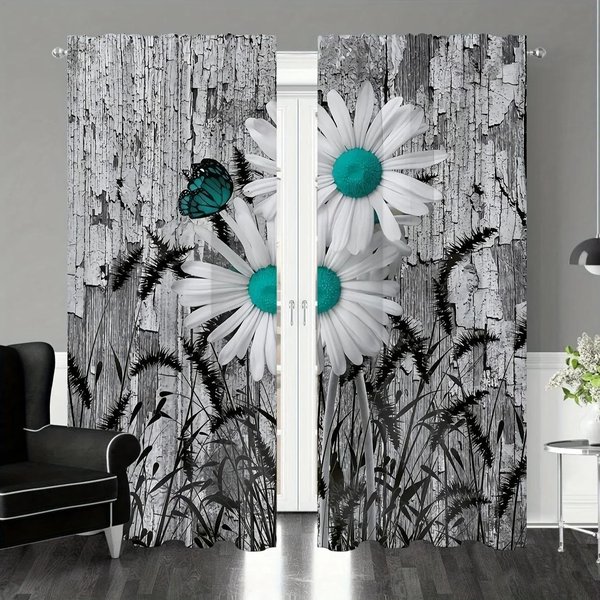 2 Piezas Cortina De Ventana Estampada Con Rayas Marrones Vintage Para Dormitorio, Oficina, Cocina, Sala De Estar, Estudio Bolsillo Para Barra Tratamiento De Ventana W110X240H(Cm)X2Pcs&Grommet Top-image
