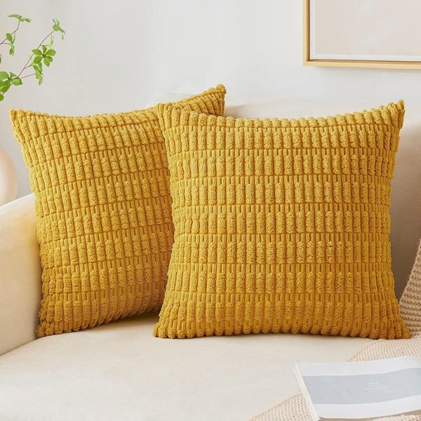 Szare Poszewki Na Poduszki 40X40 Dekoracyjne Narzuty MięKkie Poszewki Na Poduszki Sztruksowe Pasiasty Kwadratowe Poszewki Na Poduszki Do Sofy 50X50Cm Boho WystróJ Domu 45X45Cm-image