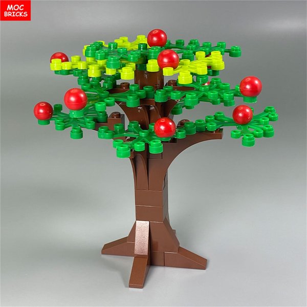 Ladrillos MOC Granja Manzana Roja Verde ÁRbol Frutal Bosque Planta Piezas De Ciudad Parque JardíN Bloques De ConstruccióN Juguetes Para NiñOs Para NiñOs Regalos Green-image
