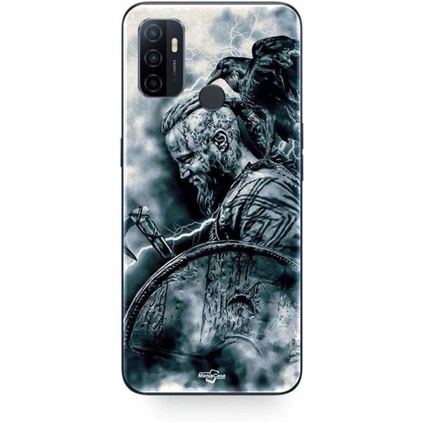 Coque Oppo A32 Vikings Ragnar Lothbrok Bouclier Corbeau Maniacase Negro-image