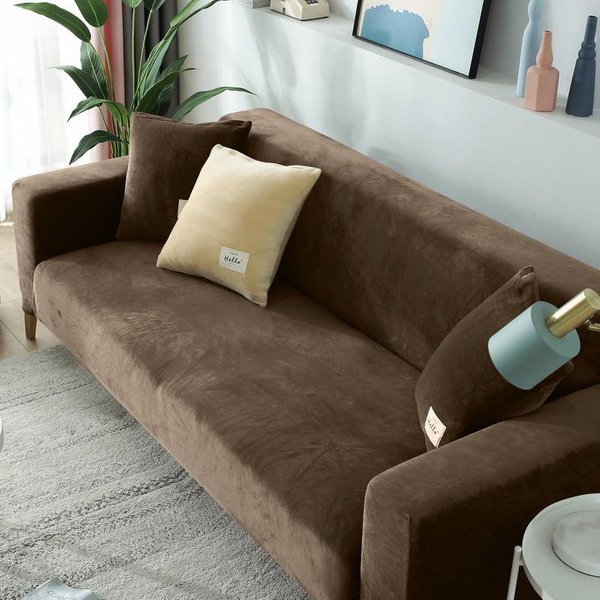 1/2/3/4 Funda De Sofá De Tela De Terciopelo Con Asientos EláStica Funda De Sofá Seccional En Forma De L Funda De Sofá SillóN Para Sala De Estar Hogar 1 Seat-image