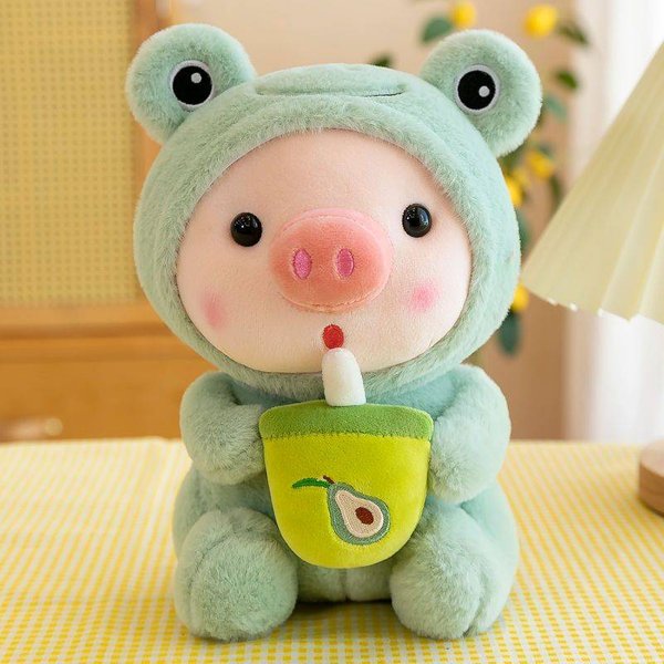 Pluszowa Zabawka Bubble Pig Wypchane Zwierzę KróLik żAba JednorożEc Tygrys Poduszka Kubek Mleko Herbata Boba Pluszowe Lalki Prezent Urodzinowy Przytulne Dziecko Gray-image